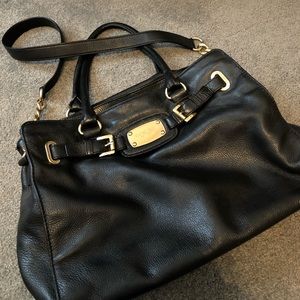 Black Pebbled Leather Michael Kors Tote with Strap